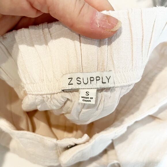 Z Supply High Rise Wide Leg Farrah Linen Blend Pants Trousers Cream Ivory Small - Picture 3 of 12